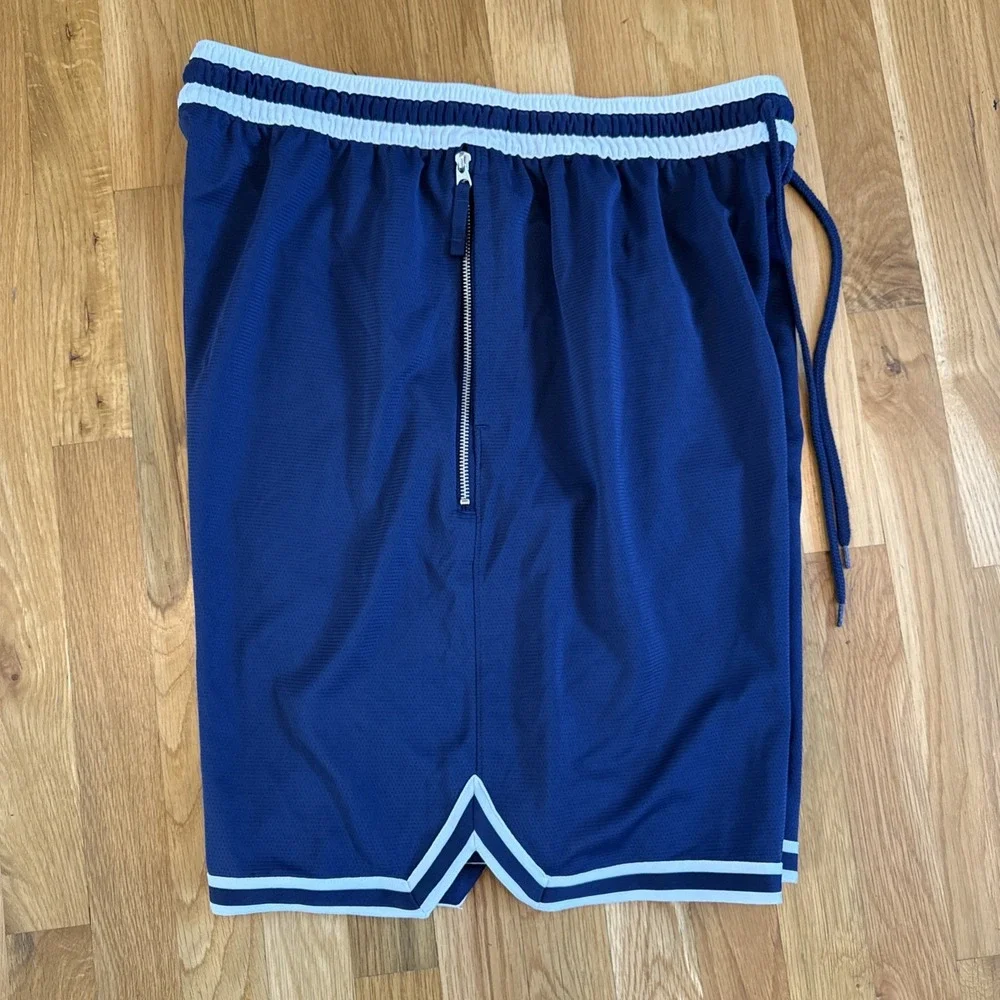 Nike Dri-FIT Basketball Shorts Men's XXL Blue White Zip Pocket Athletic Training